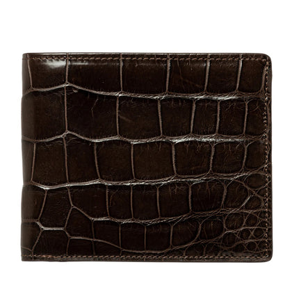 SANCHŌ Crocodile Leather Unisex Billfold Wallet - Brown