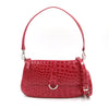 SANCHŌ Crocodile Leather Shoulder Bag with Long and Short Detachable Shoulder Straps - Hibiscus