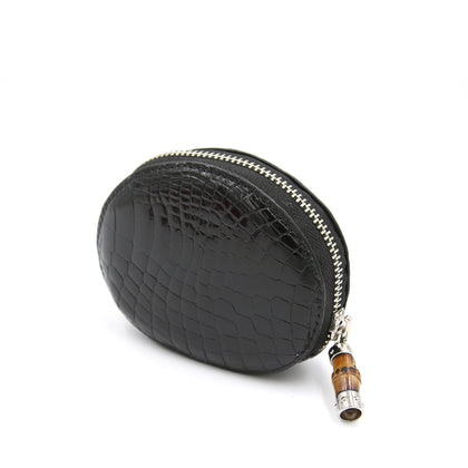 SANCHŌ Crocodile Leather Coin Purse - Black