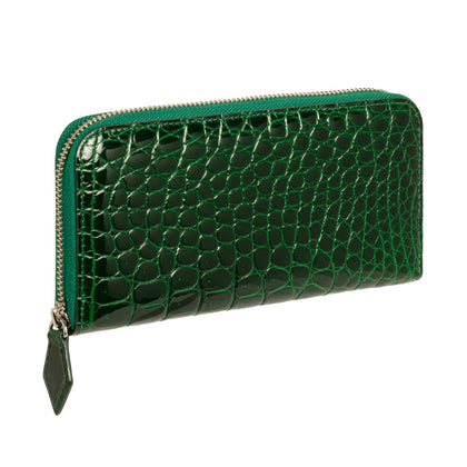 SANCHŌ Crocodile Leather Long Purse - Emerald