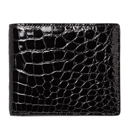 SANCHŌ Crocodile Leather Unisex Billfold Wallet - Black