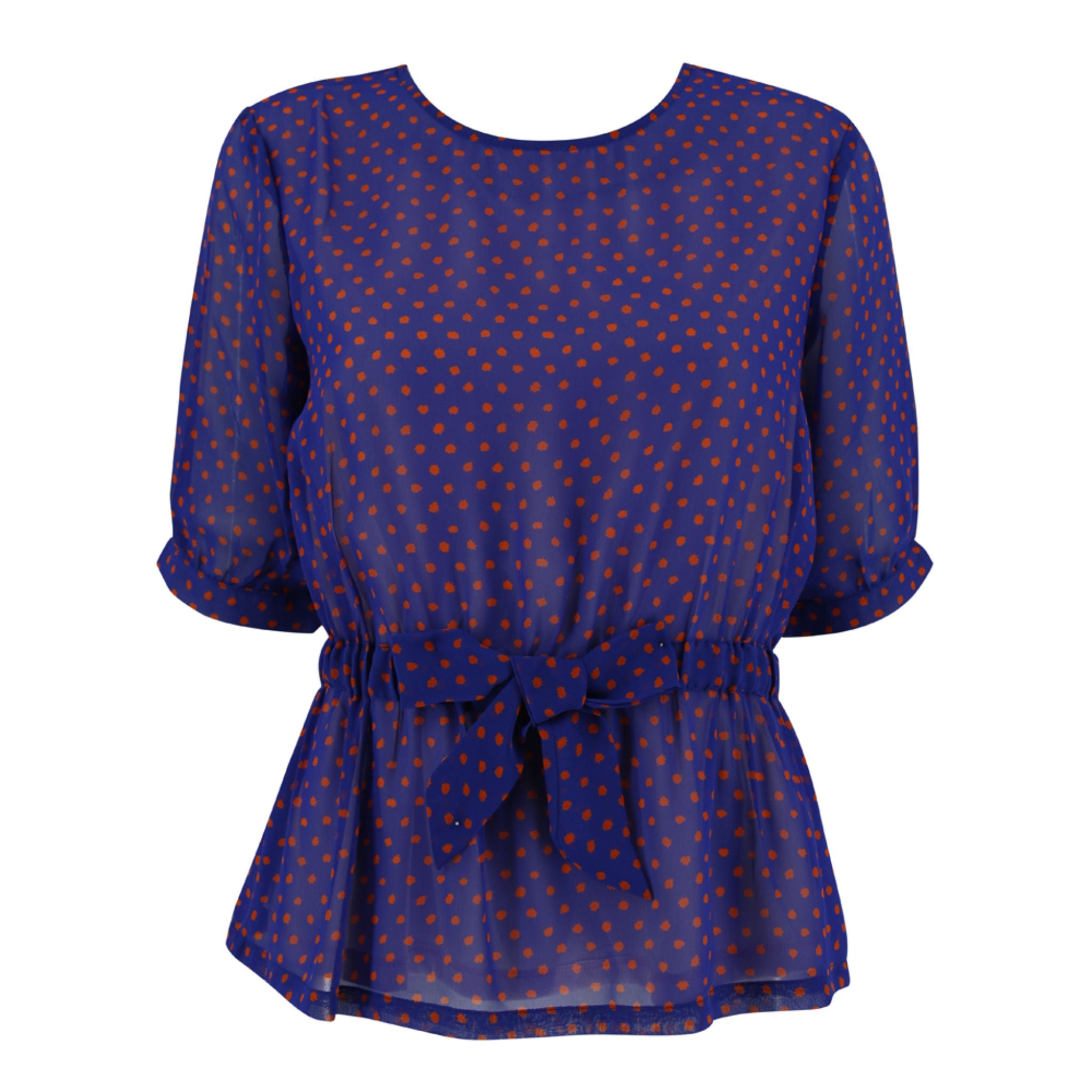 FIMI Elastic Waist Polka Dots Blouse - Purple