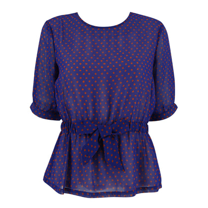 FIMI Elastic Waist Polka Dots Blouse - Purple