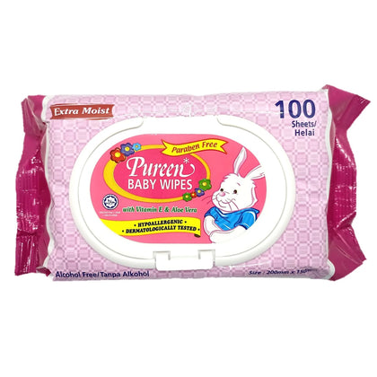 Pureen Baby Wipes (Pink - Scented) 100's