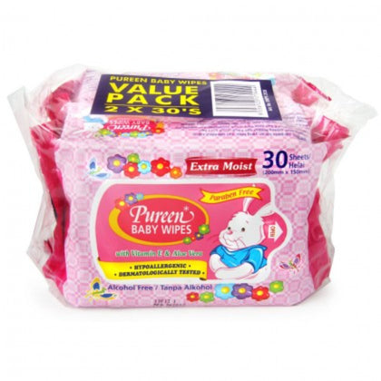 Pureen Baby Wipes (Pink - Scented) 2x30's