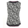 ENRO Mix Fabric With Piping Detail V-Neck Sleeveless Blouse - Printed