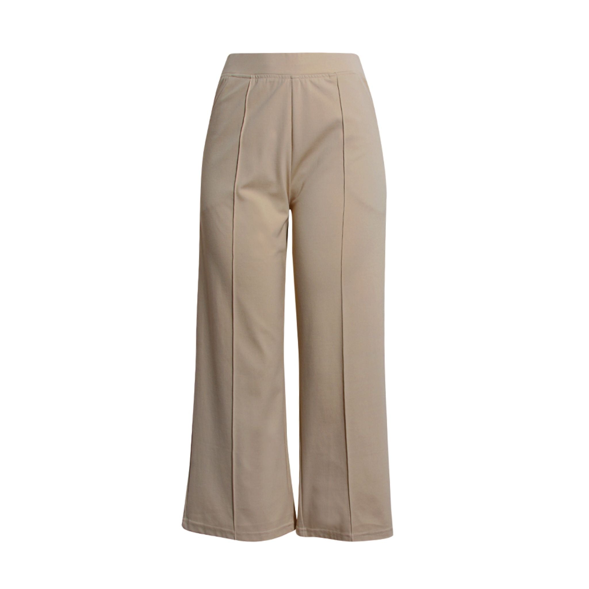 ENRO Pintuck Pleat Wide Leg Pants - Beige