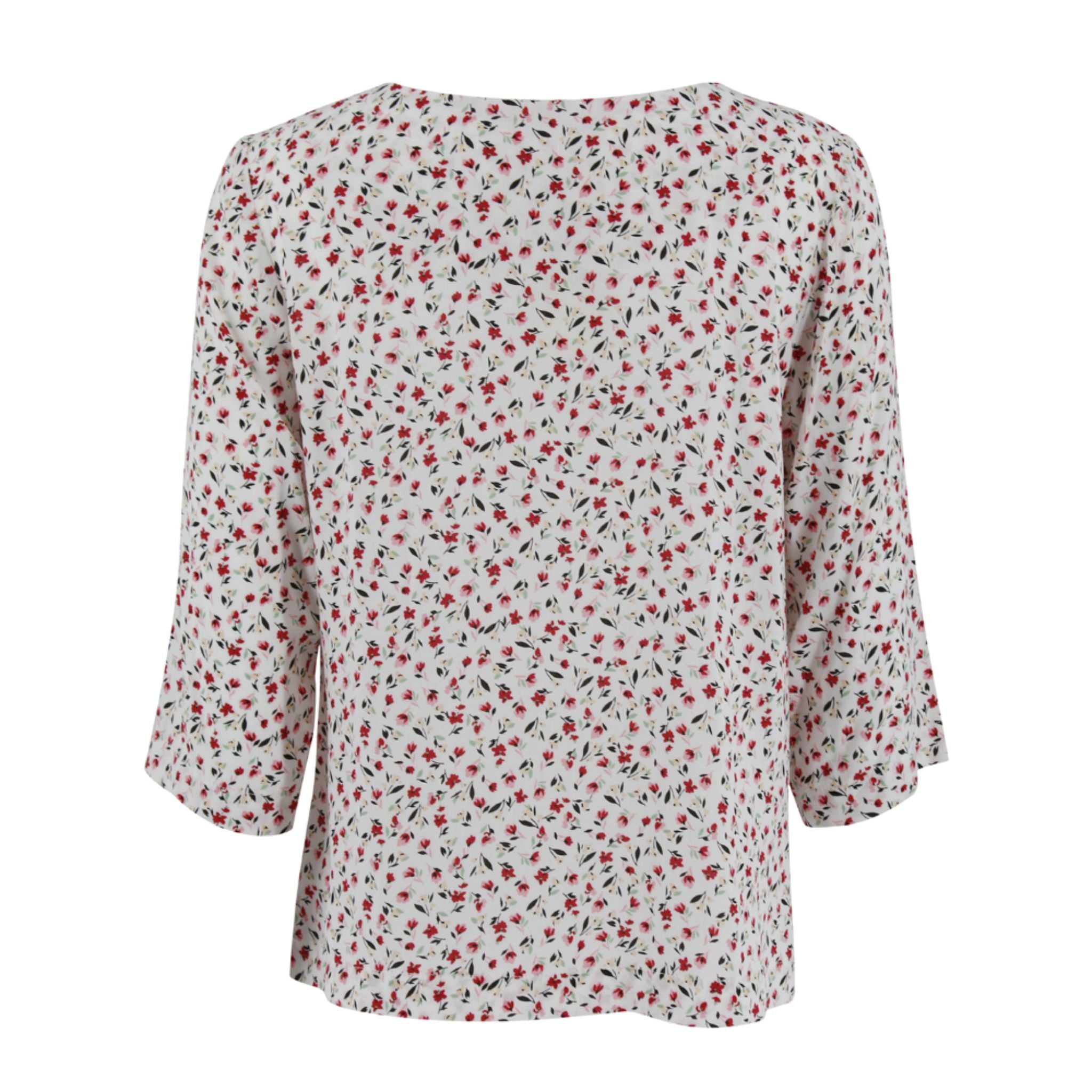 ENRO Mix Fabric With Asymmetrical Collar Blouse - Prints