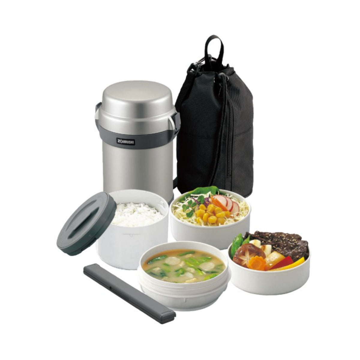 ZOJIRUSHI Lunch Jar with Bag Silver (SL-JAF14-SA) – OG Singapore