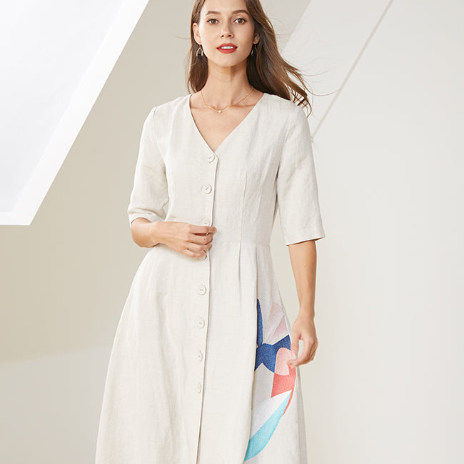 Cheap white sales linen dresses