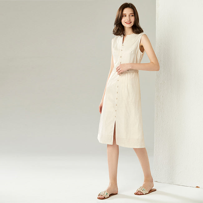 JA.SOCHA Shimmery Belted Linen Dress