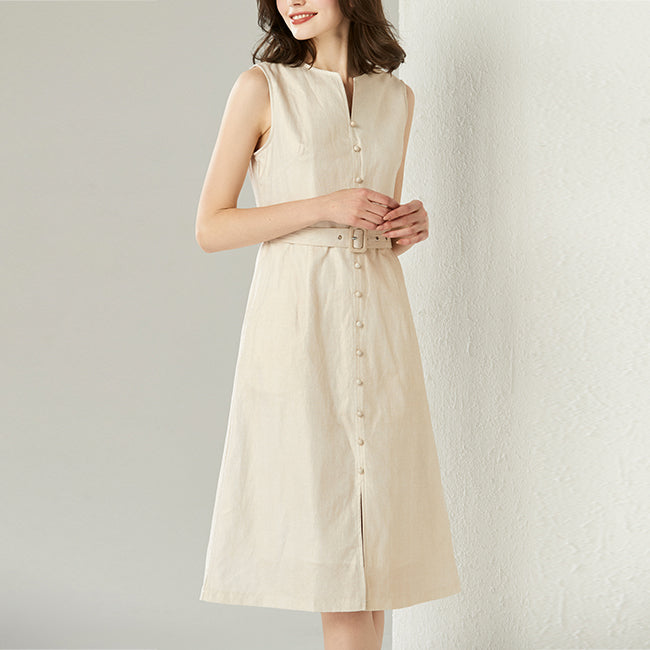 JA.SOCHA Shimmery Belted Linen Dress