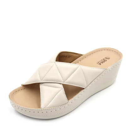Sole Relief Quilted Leather Slip-On Sandals - Almond