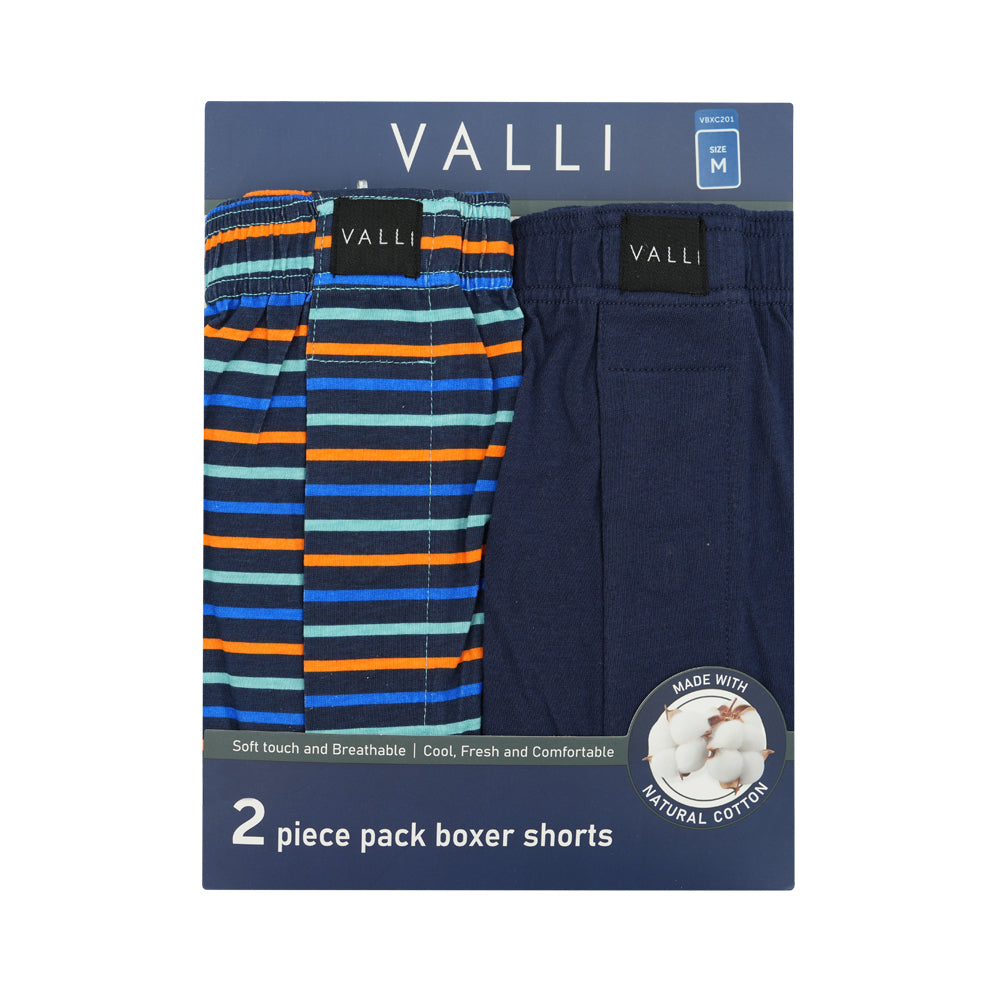 (Bundle of 2) VALLI Boxer Shorts (2-pc pack) - Navy/Stripe
