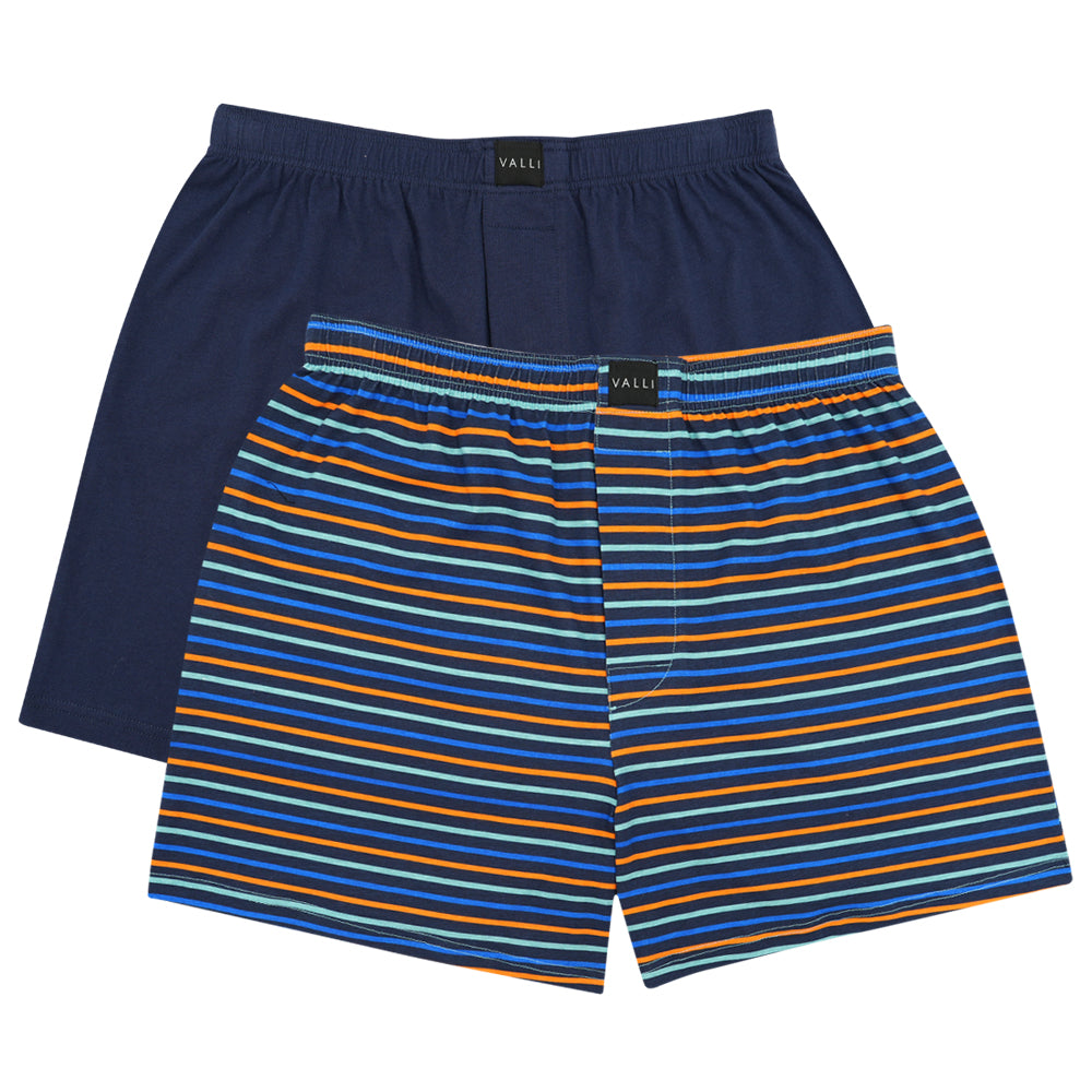 (Bundle of 2) VALLI Boxer Shorts (2-pc pack) - Navy/Stripe