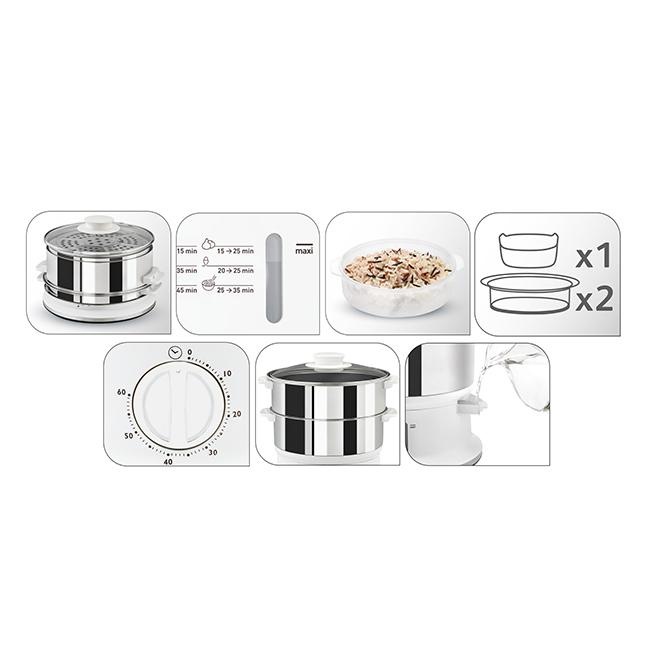 Tefal 2-Tier Stainless Steel Convenient Steamer (VC1451)
