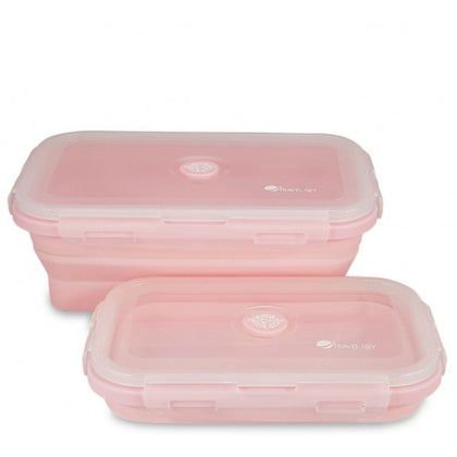 Travel Joy Eco Food Grade Silicone 1200ml Foldable Lunch Box - Peach