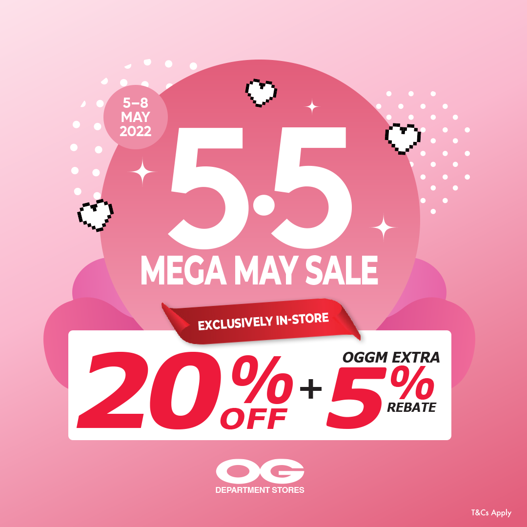 5.5 Mega May SALE 👏 Storewide 20% Off + OGGM Extra 5% Rebate & More!