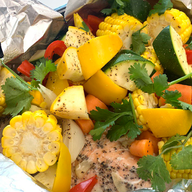 Baked Salmon with Mixed Vegetables