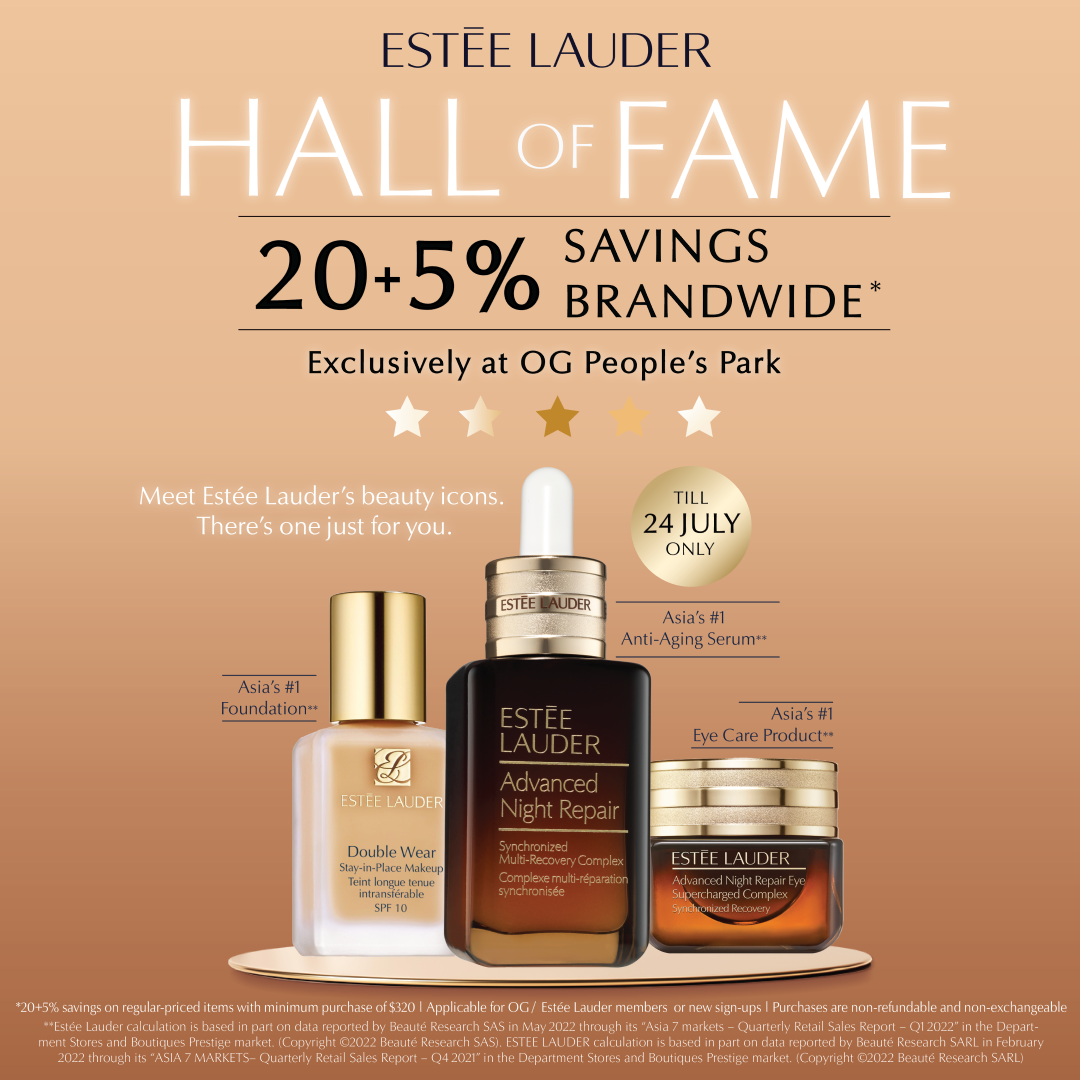[Estee Lauder x OGPP Exclusive] 20%+5% Savings Brandwide Till 24 Jul!