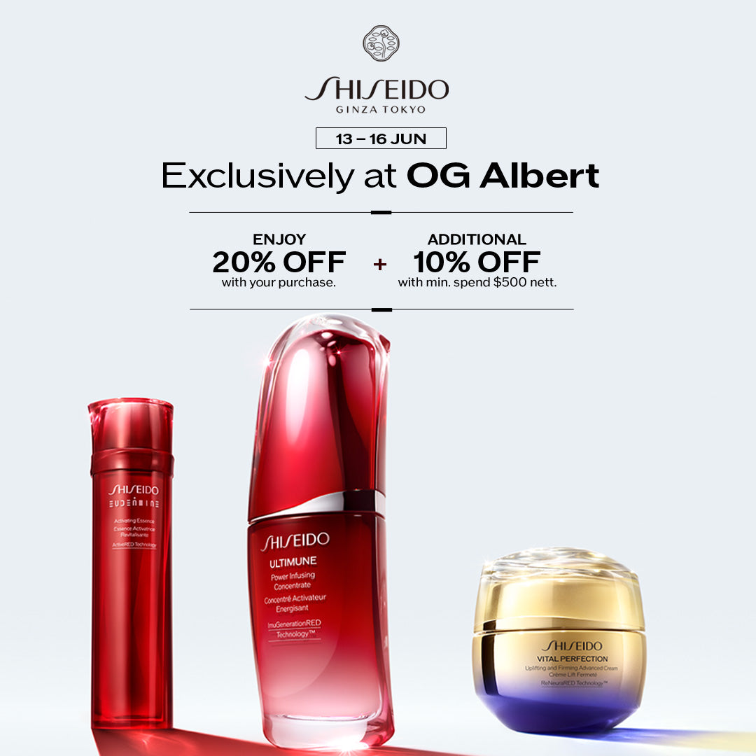 Shiseido x OGA Reno Sale ❤️ Brandwide Up to 20% Off + Extra 10% Off + 2X Points