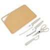 Kukeri 5-pc Cutting Board, Knives, Scissors and Peeler Set - Beige