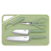 Kukeri 5-pc Cutting Board, Knives, Scissors and Peeler Set - Green