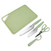 Kukeri 5-pc Cutting Board, Knives, Scissors and Peeler Set - Green