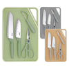 Kukeri 5-pc Cutting Board, Knives, Scissors and Peeler Set - Grey