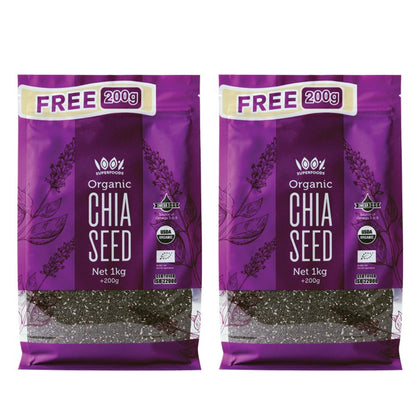 100% Superfoods Organic Chia Seeds 1.2kg - Bundle of 2