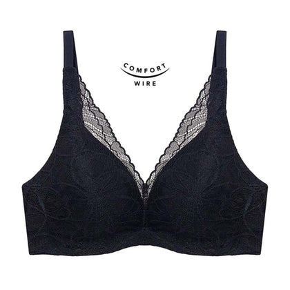 Triumph Body Make Up Illusion Lace Wired Push Up Deep V Bra Black