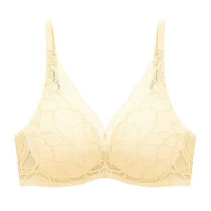 Triumph Body Make Up Illusion Lace Wired Push Up Deep V Bra Honey Yellow