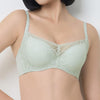 Triumph Body Make Up Illusion Lace Wired Half Cup Padded Bra Forest Frost