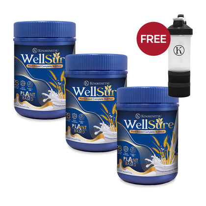 Kinohimitsu WellSure 850g X 3 (HDPE Container) with FREE Shaker