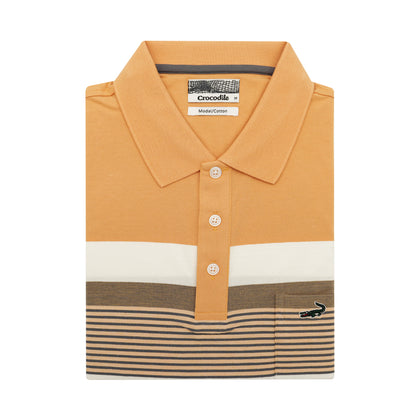 Crocodile Short-Sleeved Polo - Yellow Grey