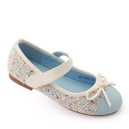 NONO Colorful Tweed Mary Jane Trimmed in Leather - Blue