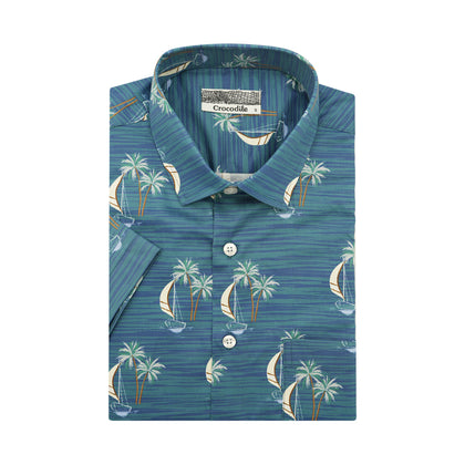 Crocodile Short-Sleeved Shirt - Ocean