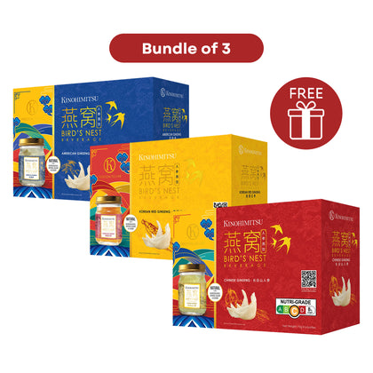 [ONLINE EXCLUSIVE SG60 Special] Kinohimitsu Bird's Nest with Ginseng Gift Set (Bundle of 3) + FREE Gift