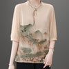 Cotton Amour New Chinese Style Silk Blouse - Beige