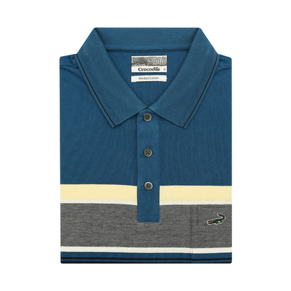 Crocodile Short-Sleeved Polo - Blue