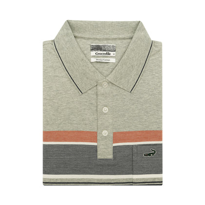 Crocodile Short-Sleeved Polo - Grey