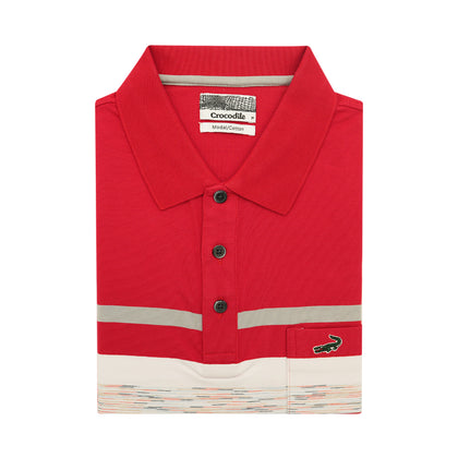 Crocodile Short-Sleeved Polo - Red White