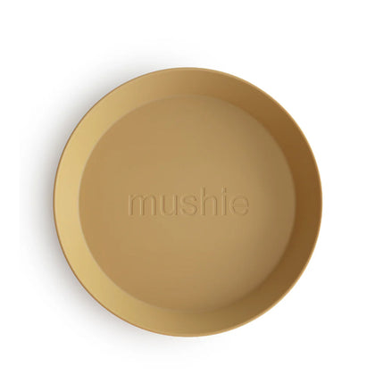 mushie Round Dinnerware Plates Set of 2 - Mustard