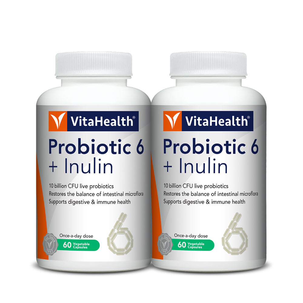 VitaHealth Probiotic 6 + Inulin 60 Vegetable Capsules - Bundle of 2