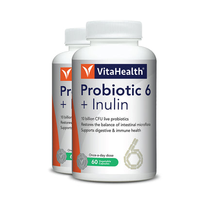 VitaHealth Probiotic 6 + Inulin 60 Vegetable Capsules - Bundle of 2