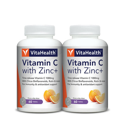 VitaHealth Vitamin C with Zinc+ 60 Tablets (Twin Pack)