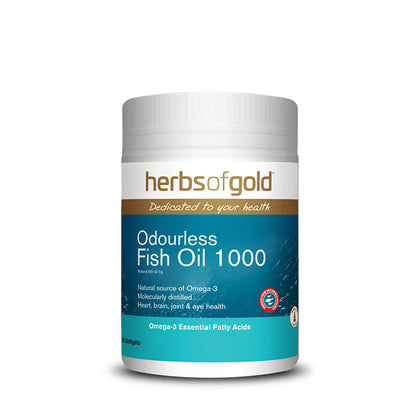 Herbs of Gold Odourless Fish Oil 1000 90 Softgels
