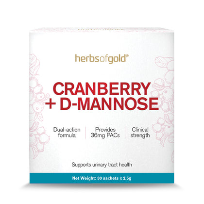 Herbs of Gold Cranberry + D-Mannose 30 Sachets x 2.5g
