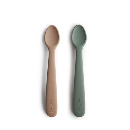 mushie Silicone Feeding Spoons 2-Pack - Dried Thyme/Natural