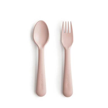 mushie Dinnerware Fork and Spoon Set - Blush